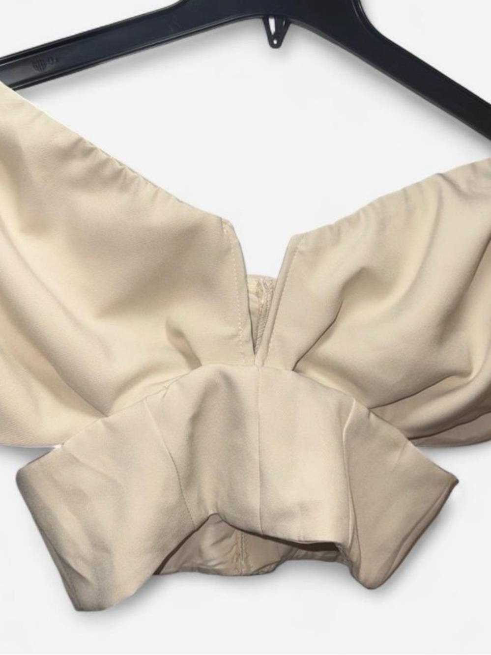 Beige Strapless V-Notch Bustier Crop Top